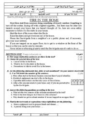 English Worksheet: FIRE IN THE HOME (Author-Bouabdellah)