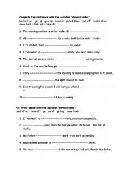 English Worksheet: phrasal verbs