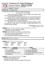 English worksheet: ACCIDENTS AT WORK (Author-Bouabdellah)