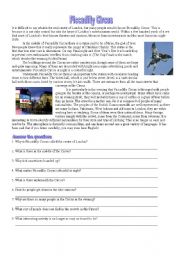 English Worksheet: Piccadilly Circus