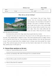 English Worksheet: simple past- holidays