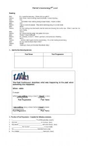 English Worksheet: Introduction to Past Progressive
