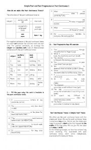 English Worksheet: Past simple and past progressive