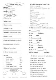 English Worksheet: Using the verb to be