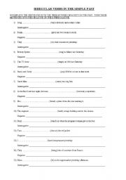 English worksheet: Irregular verbs