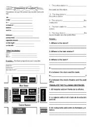 English Worksheet: prepositon of location