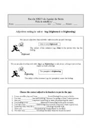 English Worksheet: Adjectives (-ed, -ing)