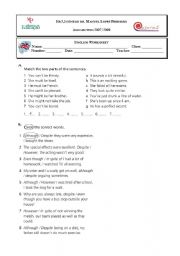 English Worksheet: Conjunctions