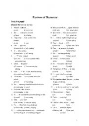 English Worksheet: REVIEW OF GRAMMAR