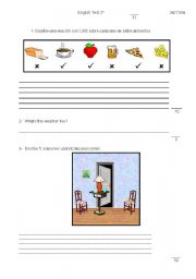 English worksheet: test 2