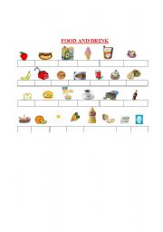 English worksheet: food and drink vocabulary