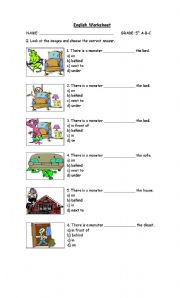 English Worksheet: prepositions