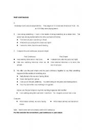 English Worksheet: Past Continuous