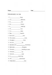 English worksheet: To be Verbs - Is/Are/Am