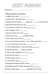 English Worksheet: object pronouns