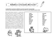 English Worksheet: Gerunds & Infinitives wordsearch
