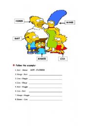 English Worksheet: The Simpsons Family