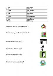 English worksheet: Counting in the classroom