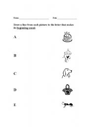 English worksheet: Beginning Consonants (A-E)