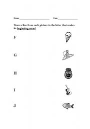 English worksheet: Begining Consonants (F-J)