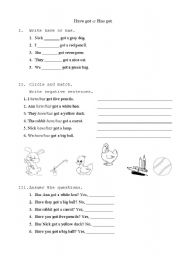 English Worksheet: Have got/Has got