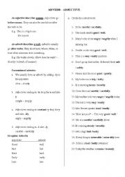 English Worksheet: ADJECTIVES - ADVERBS