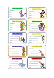 English Worksheet: Super student awards