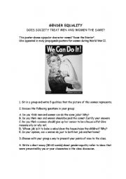 English Worksheet: Gender Equality