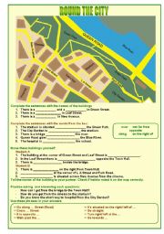 English Worksheet: Directions Round the City