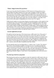 English Worksheet: climate change threatens fish