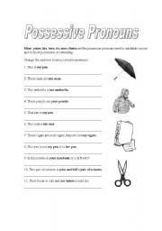 English Worksheet: Possessive pronouns