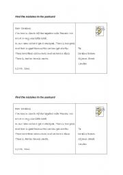 English Worksheet: postcards with mistakes