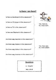 English worksheet: is there / are there questions