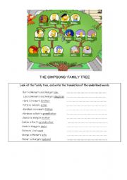 English Worksheet: Simpsons Family Tree