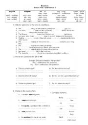 English worksheet: Simple past