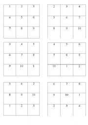 English Worksheet: bingo 1-10