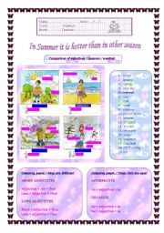 English Worksheet: In summer it is hotter than in other season