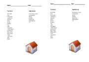 English worksheet: Furniture & appliances vocabulary