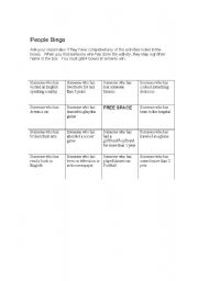 English worksheet: People Bingo (with Present Perfect)