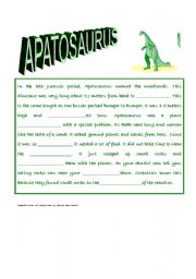 English Worksheet: Apatosaurus Closure