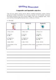 English worksheet: Comparatives and Superlatives writing exercise