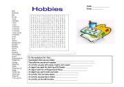 English Worksheet: hobbies/wordsearch