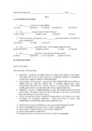 English worksheet: School