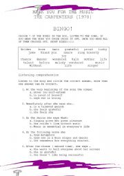 English Worksheet: A DIFFERENT WAY TO USE A SONG Thank you for the music