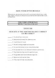 English worksheet: Base Form after modals