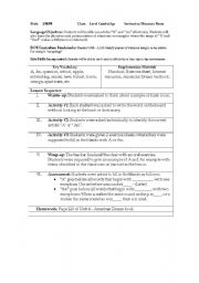 English Worksheet: Lesson Plan