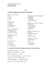 English worksheet: VERB TO BE