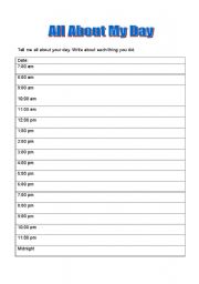 English Worksheet: All About My Day