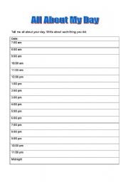 English worksheet: All About My Day