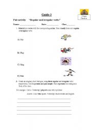 English Worksheet: Regular and irregular verbs